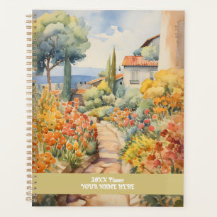 Quiet path through flower garden in village planner