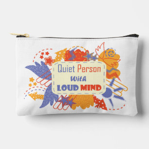 Quiet Person With Loud Mind blue yellow Accessory Pouch