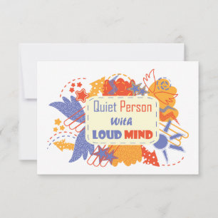 Quiet Person With Loud Mind blue yellow RSVP Card