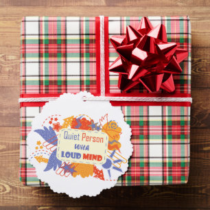 Quiet Person With Loud Mind blue yellow Tree Decoration Card