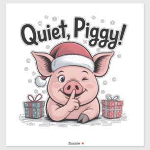 Quiet Piggy Christmas Santa hat Democratic