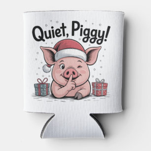 Quiet Piggy Christmas Santa hat Democratic Can Cooler