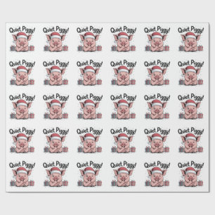 Quiet Piggy Christmas Santa hat Democratic  Wrapping Paper