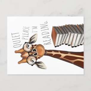Quiet Please I'm Reading - Giraffe Postcard