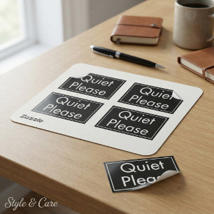 Quiet Please Label in Rectangular Bold Format