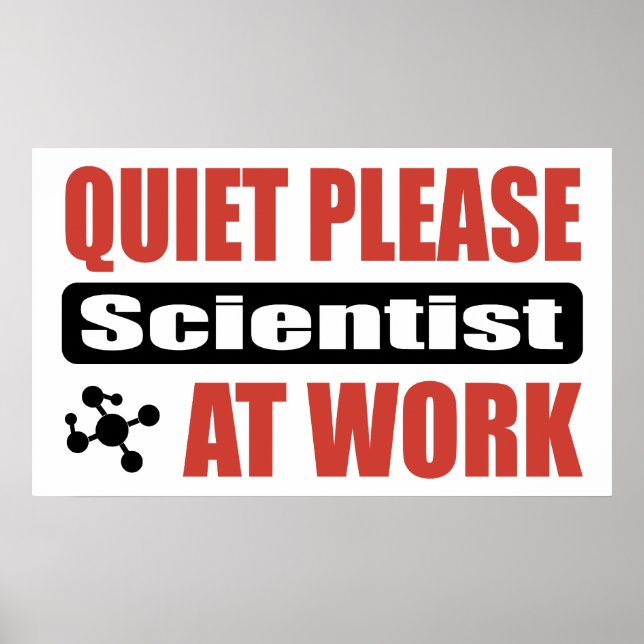 Quiet Please Scientist At Work Poster (Front)