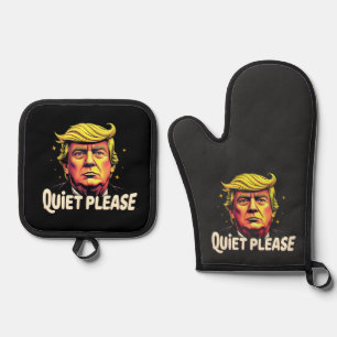 Quiet Please Trump Kamala President Debate Oven Mitt & Pot Holder Set