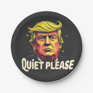 Quiet Please Trump Kamala President Debate Paper Plate