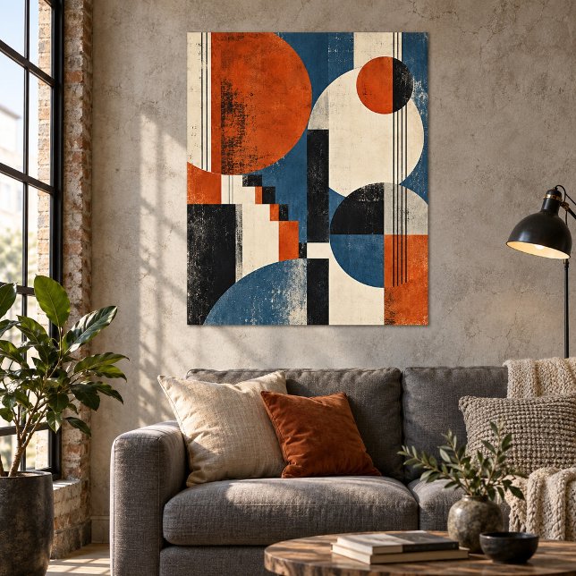 Quiet Rust Geometry Art Print (Unframed paper art print. All texture effects are printed. Room styling props are not included.)
