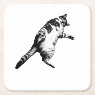 Quiet Shade: Resting Tabby Square Paper Coaster