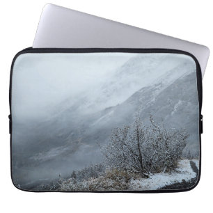 Quiet Snowy Trail Mountain Scene Laptop Sleeve