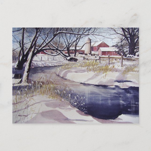 Quiet stream during winter- postcard (Front)