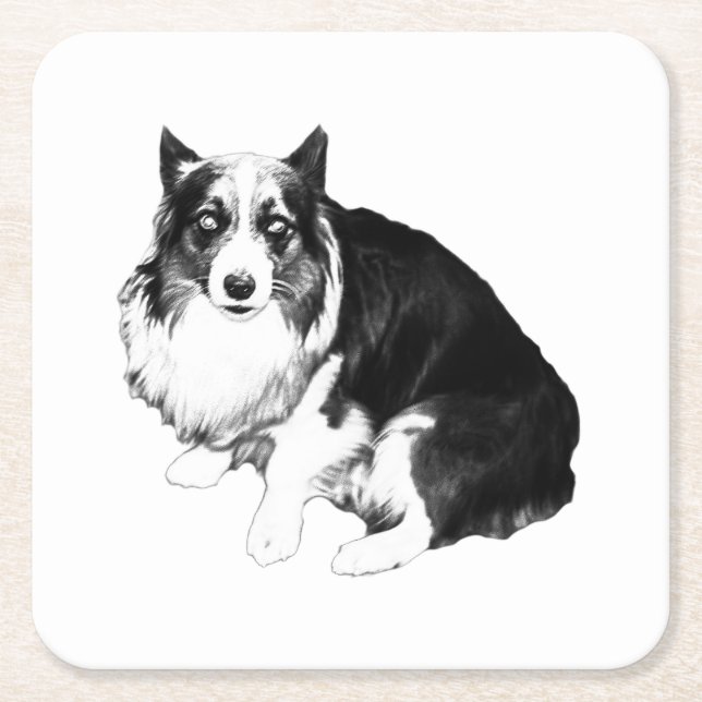 Quiet Table, Calm Corgi Square Paper Coaster (Front)