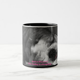 quiet the baby is sleeping Two-Tone coffee mug