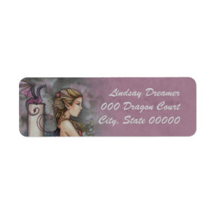 Quiet Thoughts Fairy and Dragon Art Return Address Label