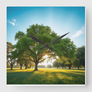 Quiet Time With a Big Tree Square Wall Clock