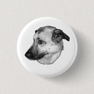 Quiet Watch, Grayscale Dog Pin