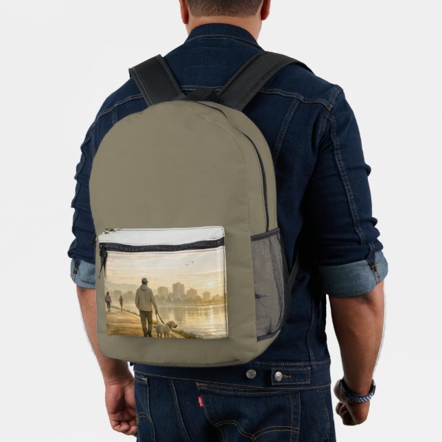 Quiet Waterfront Walk Print Cut Sew Backpack (Insitu (Model))