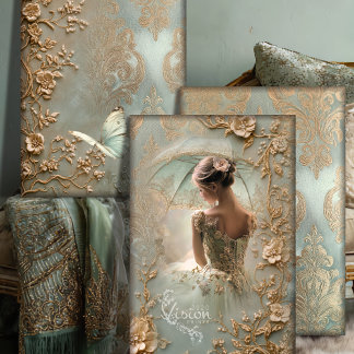 Quiet Yearning Vintage Ballerina Baroque Victorian Wrapping Paper Sheet
