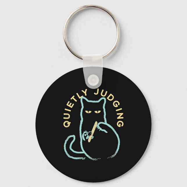 Quietly Judging Funny Novelty Cat Lover Cat Owner  Key Ring (Front)