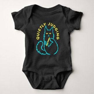 Quietly Judging Maine Coon Neon Cartoon Art Baby Bodysuit