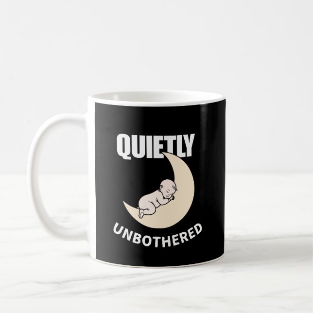 Quietly Unbothered Minimal Quote Mug – Calm Night  (Left)