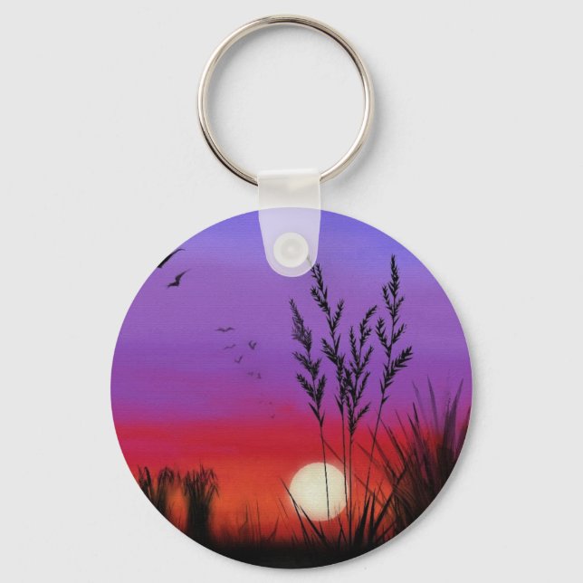 Quietly - Watercolor Art Key Ring (Front)