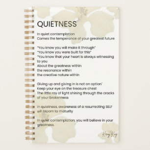 Quietness Inspirational Written Word Poem  Planner