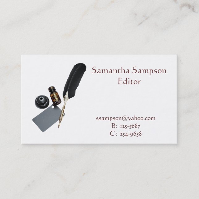 Quill and Ink Business Card (Front)