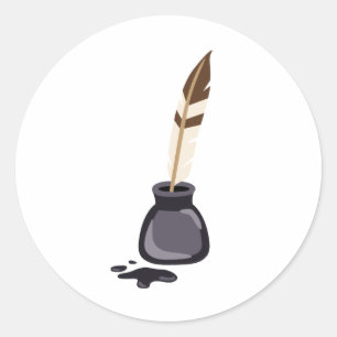 Quill Pen Classic Round Sticker