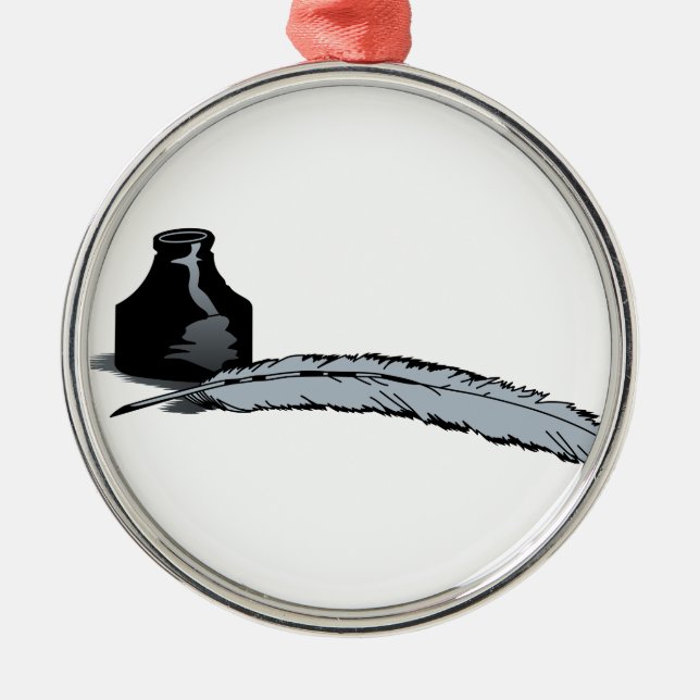 Quill Pen & Ink Metal Tree Decoration (Front)