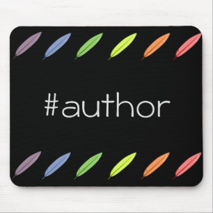 Quill pens and author hashtag mouse pad