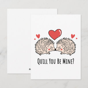 Quill You Be Mine: Hedgehog Love Couple Kiss Holiday Card