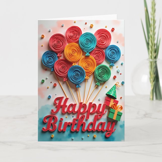 Quilled Birthday Spheres Card (Front)