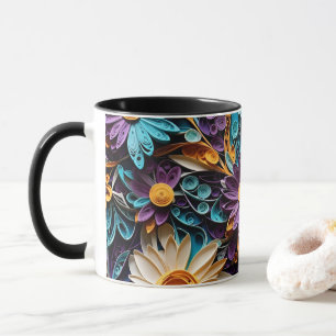 Quilled Paper Floral Symphony Coffee Mug