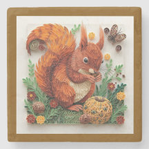 Quilling Effect Red Squirrel in Autumn