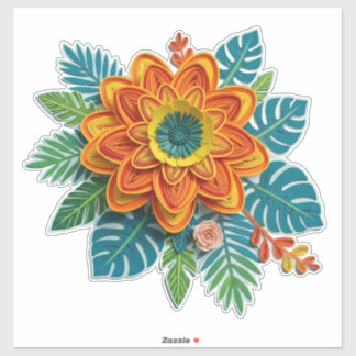 Quilling Flower Art With Orange Petals