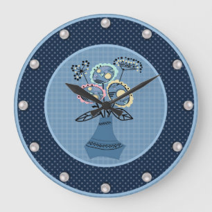 Quilling, flowers in vase large clock