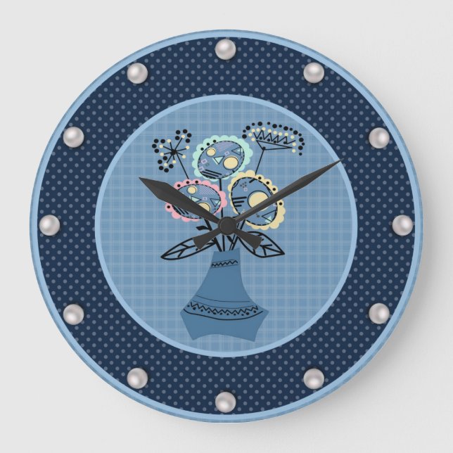 Quilling, flowers in vase large clock (Front)