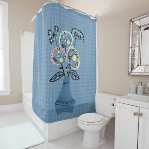Quilling, flowers in vase shower curtain