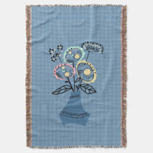 Quilling, flowers in vase throw blanket