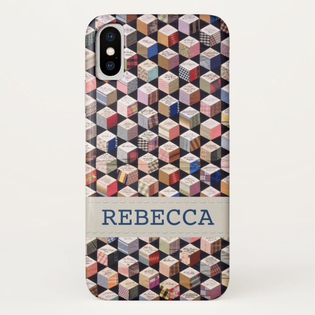 Quilt | Antique Tumbling Blocks Patchwork Case-Mate iPhone Case (Back)
