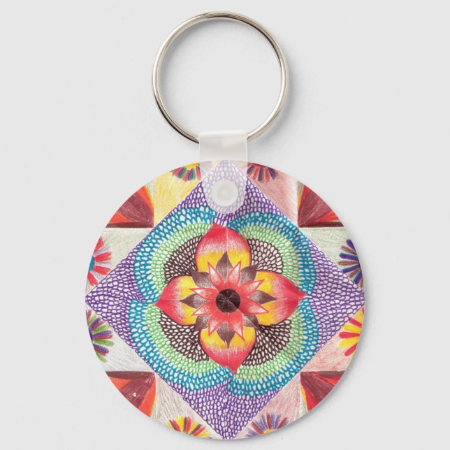 Quilt Art by Skinny Bones Key Ring (Front)