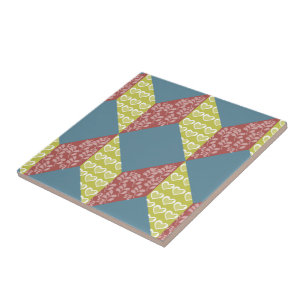 Quilt Baby Block Pattern in Retro Colours Ceramic Tile