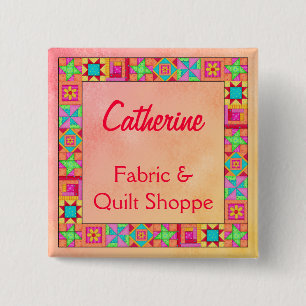 Quilt Block Border Art Quilt Business Name Badge