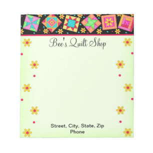 Quilt Block Green and Black Notepad