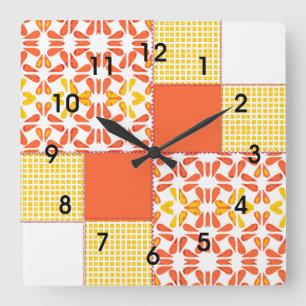 Quilt Block Pattern  "Autumn Tints" Square Wall Clock