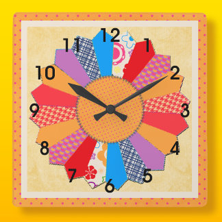 Quilt Block Pattern "Dresden Plate" Wall Clock