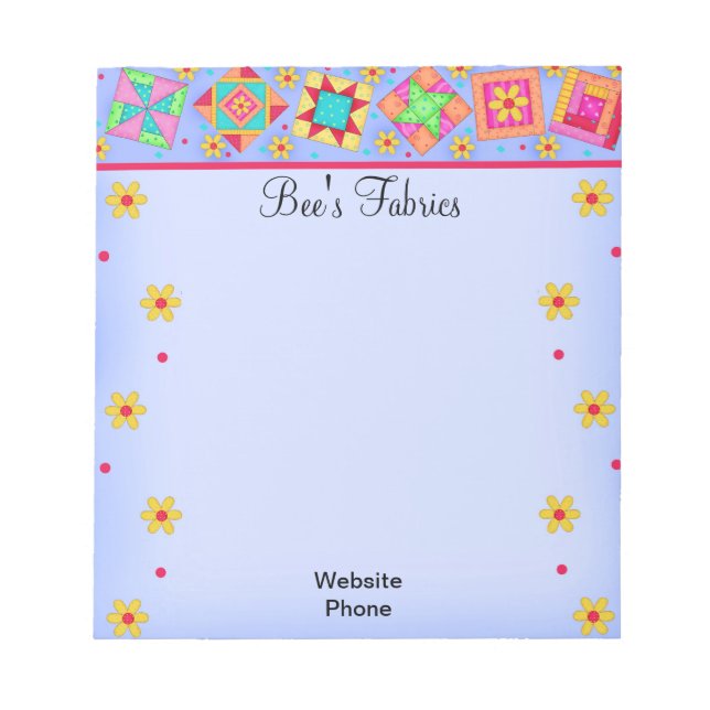 Quilt Block Periwinkle Lavendar Notepad (Front)