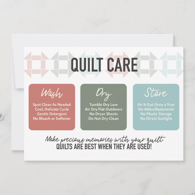 Quilt Care Card - Modern Colourful Design (Front)